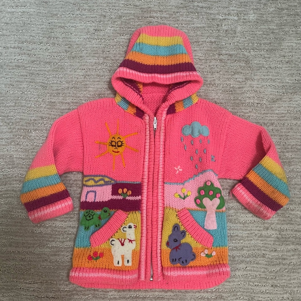 HANDMADE Knit Peruvian Sweater Kid Girl Colorful